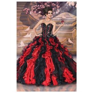 Disney Royal Ball Womens Snow White Quinceanera Red Black Sparkle Full Skirt 12